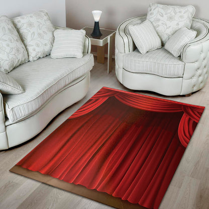 Red Curtain Theater Print Area Rug