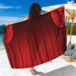 Red Curtain Theater Print Beach Sarong Wrap