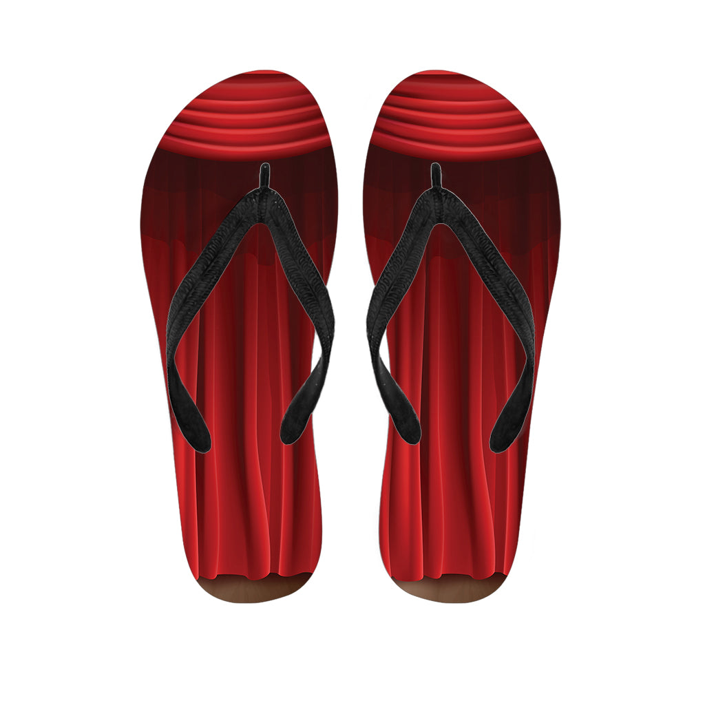 Red Curtain Theater Print Flip Flops