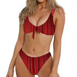 Red Curtain Theater Print Front Bow Tie Bikini