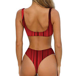 Red Curtain Theater Print Front Bow Tie Bikini