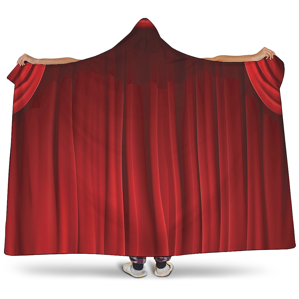 Red Curtain Theater Print Hooded Blanket