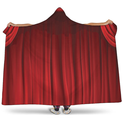 Red Curtain Theater Print Hooded Blanket