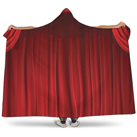 Red Curtain Theater Print Hooded Blanket