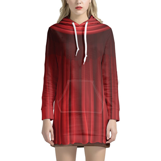Red Curtain Theater Print Hoodie Dress