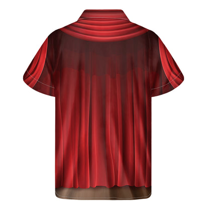 Red Curtain Theater Print Men's Short Sleeve Shirt