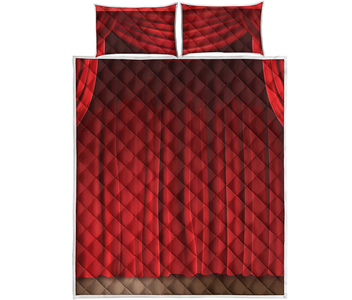 Red Curtain Theater Print Quilt Bed Set