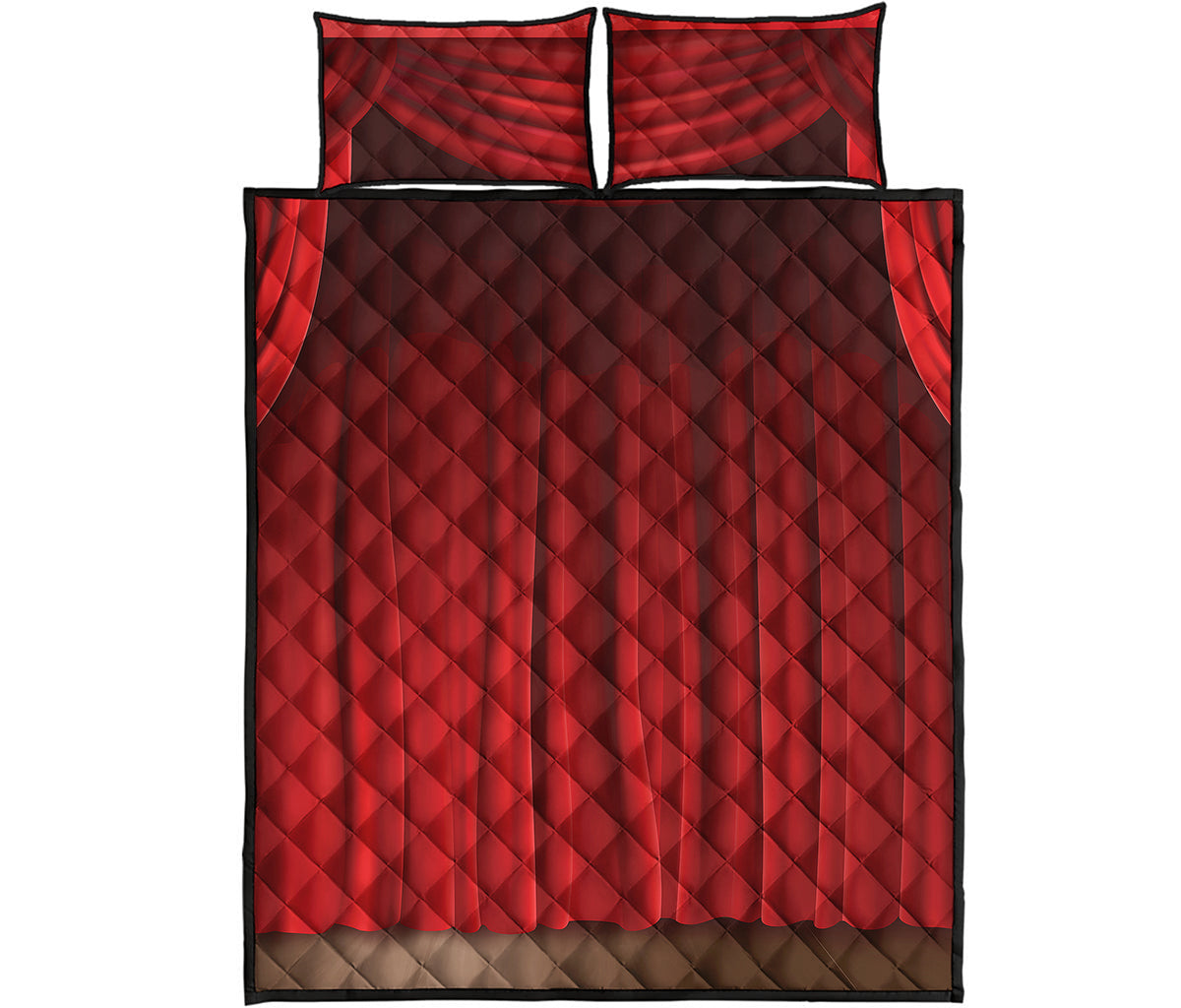 Red Curtain Theater Print Quilt Bed Set