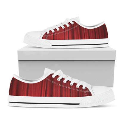 Red Curtain Theater Print White Low Top Shoes