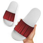Red Curtain Theater Print White Slide Sandals
