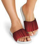Red Curtain Theater Print White Slide Sandals