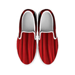 Red Curtain Theater Print White Slip On Shoes