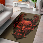 Red Devil Satan Print Area Rug