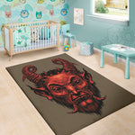 Red Devil Satan Print Area Rug