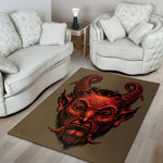 Red Devil Satan Print Area Rug