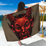 Red Devil Satan Print Beach Sarong Wrap