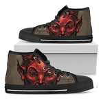 Red Devil Satan Print Black High Top Shoes