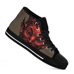 Red Devil Satan Print Black High Top Shoes
