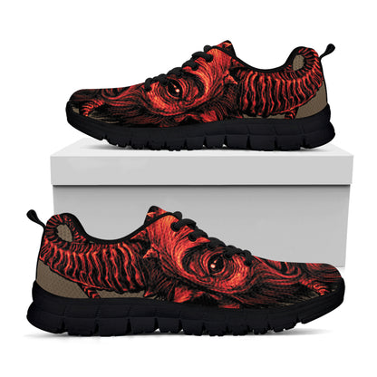 Red Devil Satan Print Black Sneakers