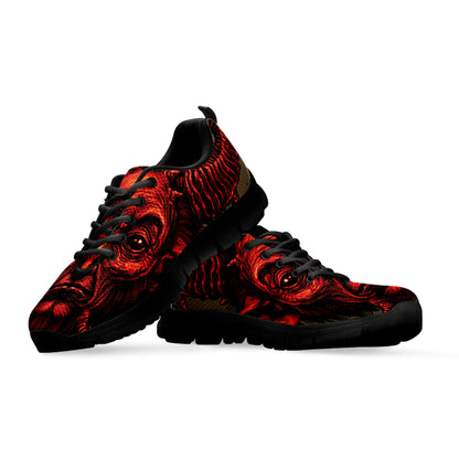 Red Devil Satan Print Black Sneakers
