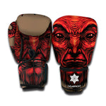 Red Devil Satan Print Boxing Gloves