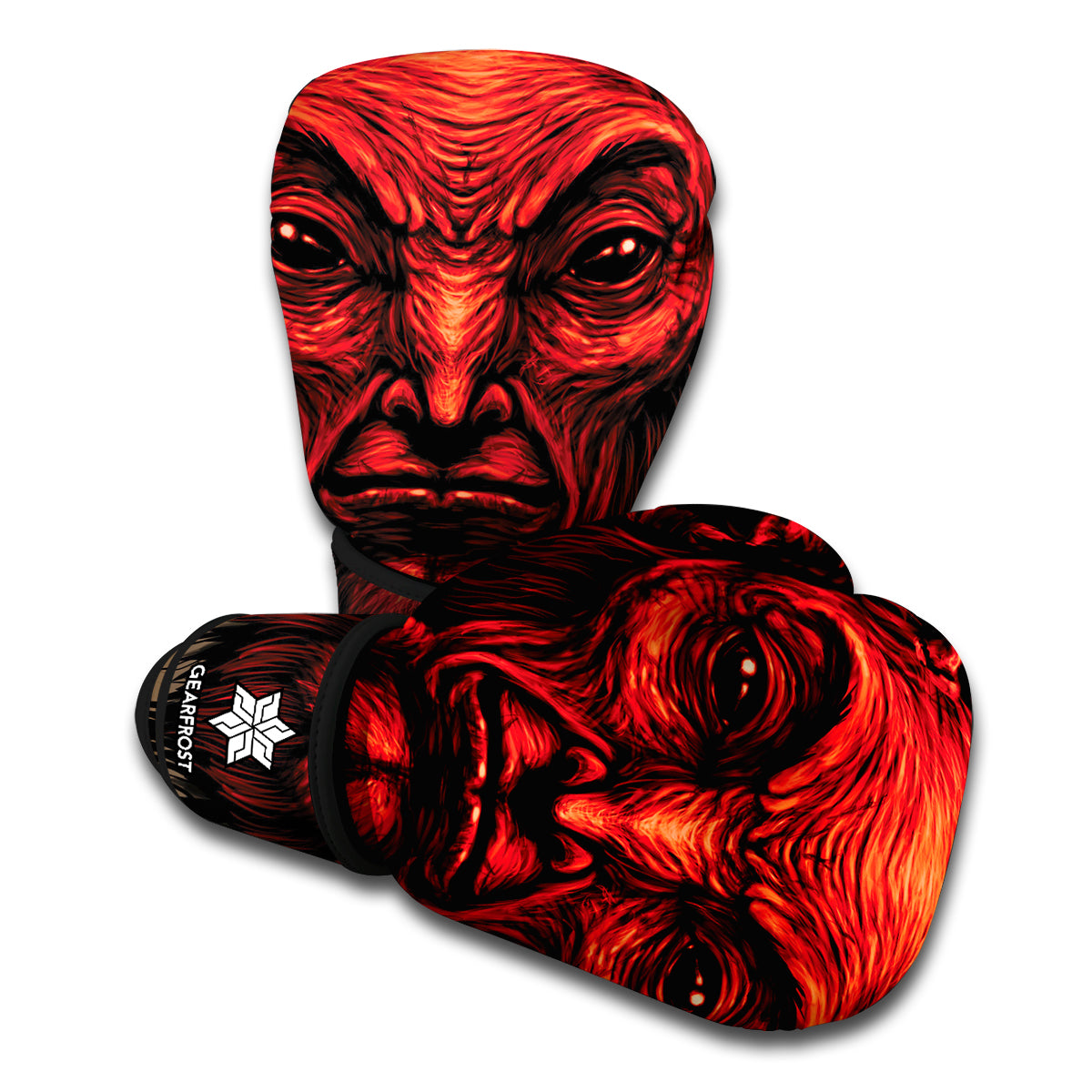 Red Devil Satan Print Boxing Gloves