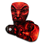Red Devil Satan Print Boxing Gloves