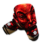 Red Devil Satan Print Boxing Gloves