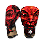 Red Devil Satan Print Boxing Gloves