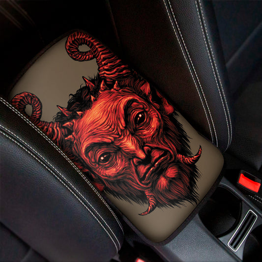 Red Devil Satan Print Car Center Console Cover