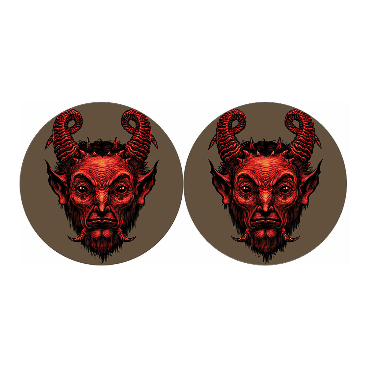 Red Devil Satan Print Car Coasters
