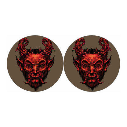 Red Devil Satan Print Car Coasters