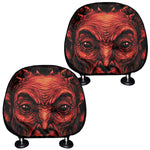 Red Devil Satan Print Car Headrest Covers