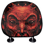 Red Devil Satan Print Car Headrest Covers