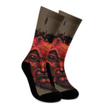 Red Devil Satan Print Crew Socks