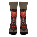 Red Devil Satan Print Crew Socks