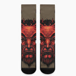 Red Devil Satan Print Crew Socks