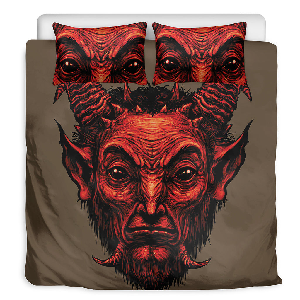 Red Devil Satan Print Duvet Cover Bedding Set