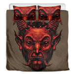 Red Devil Satan Print Duvet Cover Bedding Set