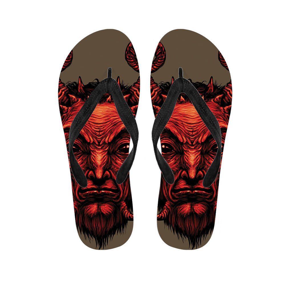 Red Devil Satan Print Flip Flops
