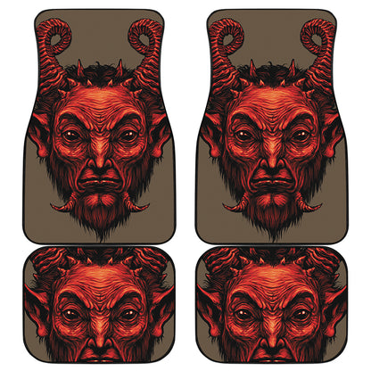 Red Devil Satan Print Front and Back Car Floor Mats