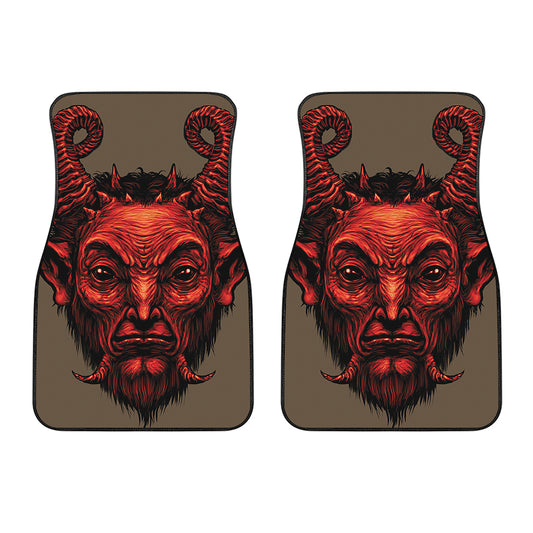 Red Devil Satan Print Front Car Floor Mats