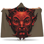 Red Devil Satan Print Hooded Blanket