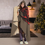 Red Devil Satan Print Hooded Blanket