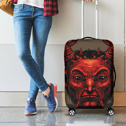 Red Devil Satan Print Luggage Cover