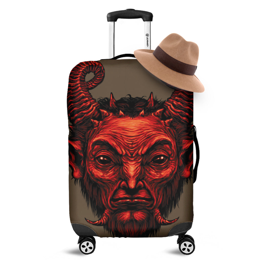Red Devil Satan Print Luggage Cover