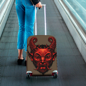 Red Devil Satan Print Luggage Cover