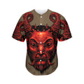 Red Devil Satan Print Men's Baseball Jersey