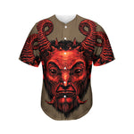 Red Devil Satan Print Men's Baseball Jersey