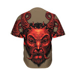 Red Devil Satan Print Men's Baseball Jersey